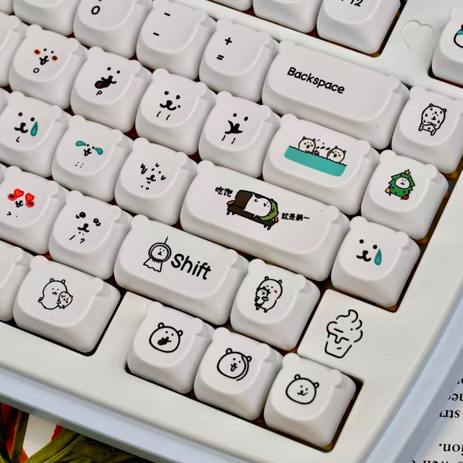 Kawaii Cartoon Joke Bear PBT K - Gaming Accessories Aesthetic ulasan dan harga