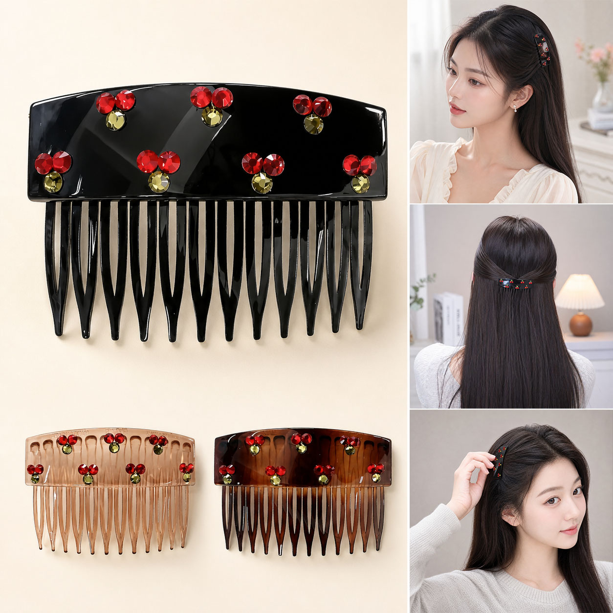Korean Cherry Rhinestone Hair  - Gaming Accessories Rack ulasan dan harga