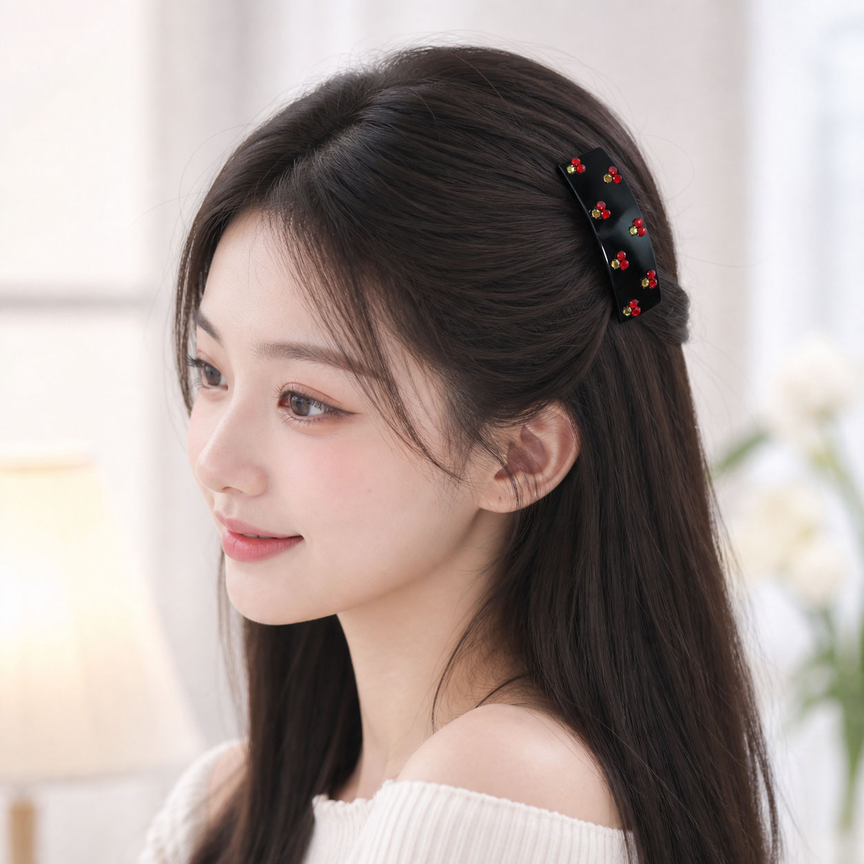 Korean Cherry Rhinestone Hair  - Gaming Accessories Rack ulasan dan harga