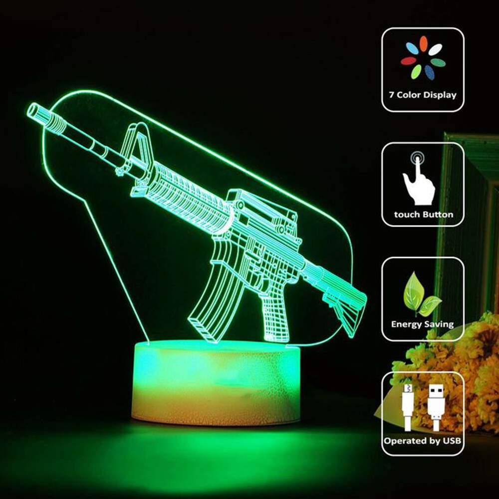 Game Rifle 3d Led Night Light  - Accessories For Your Gaming Room ulasan dan harga